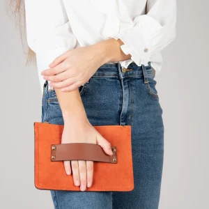 Bolsos De Mujer<miMaO Classic Bolso Bandolera De Piel Con Doble Cremallera Naranja