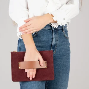 Bolsos De Mujer<miMaO Classic Bolso Bandolera De Piel Con Doble Cremallera Burdeos