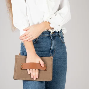 Bolsos De Mujer<miMaO Classic Bolso Bandolera De Piel Con Doble Cremallera Taupe