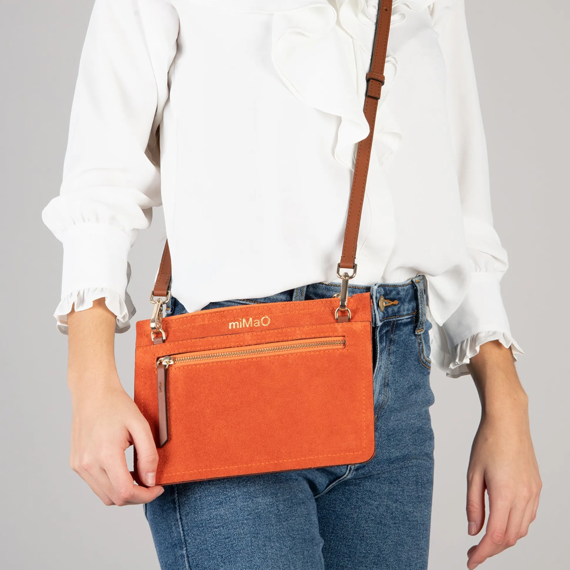 classic_bolso_bandolera_d_3-1.webp Bolsos De Mujer<miMaO Classic Bolso Bandolera De Piel Con Doble Cremallera Naranja