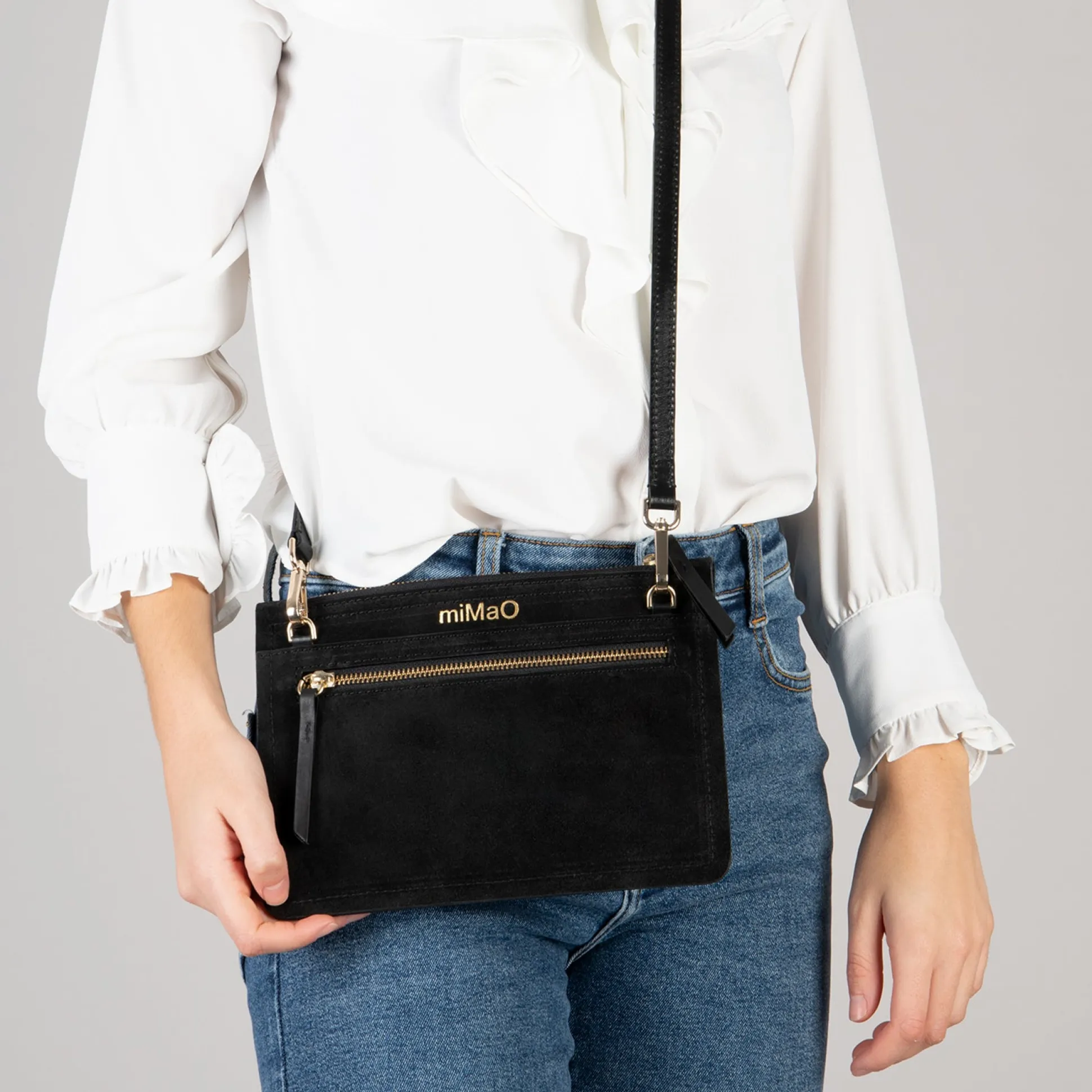 classic_bolso_bandolera_d_3-3.webp Bolsos De Mujer<miMaO Classic Bolso Bandolera De Piel Con Doble Cremallera Negro