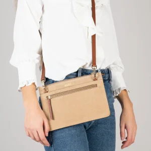 Bolsos De Mujer<miMaO Classic Bolso Bandolera De Piel Con Doble Cremallera Arena