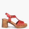 Sandalias De Tacón<miMaO Creta – Sandalia Cangrejera En "T" Rojo