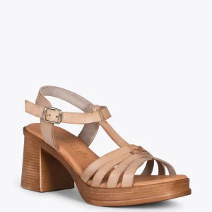 Sandalias De Tacón<miMaO Creta – Sandalia Cangrejera En "T" Taupe