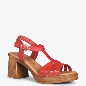 Sandalias De Tacón<miMaO Creta – Sandalia Cangrejera En "T" Rojo