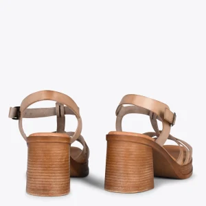 Sandalias De Tacón<miMaO Creta – Sandalia Cangrejera En "T" Taupe