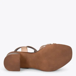 Sandalias De Tacón<miMaO Creta – Sandalia Cangrejera En "T" Taupe