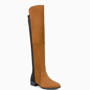 Botas<miMaO Elastica – Bota De Cana Alta De Tacón Bajo Camel