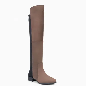 Botas<miMaO Elastica – Bota De Cana Alta De Tacón Bajo Taupe