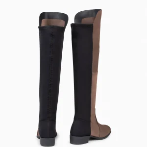 Botas<miMaO Elastica – Bota De Cana Alta De Tacón Bajo Marron