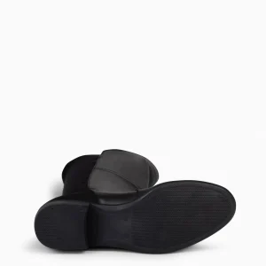 Botas<miMaO Elastica – Bota De Cana Alta De Tacón Bajo De Napa Negro