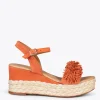 Esparto Y Alpargatas<miMaO Flower – Cunas Forradas De Rafia Con Pompon Naranja