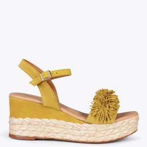 Esparto Y Alpargatas<miMaO Flower – Cunas Forradas De Rafia Con Pompon Amarillo