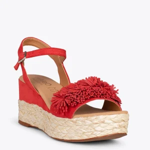 Esparto Y Alpargatas<miMaO Flower – Cunas Forradas De Rafia Con Pompon Rojo
