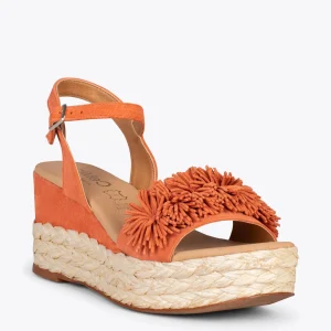Esparto Y Alpargatas<miMaO Flower – Cunas Forradas De Rafia Con Pompon Naranja