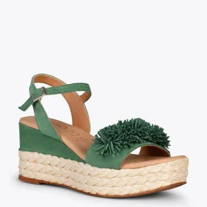 Esparto Y Alpargatas<miMaO Flower – Cunas Forradas De Rafia Con Pompon Verde