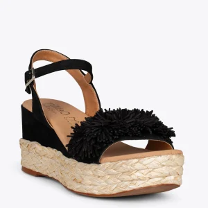Esparto Y Alpargatas<miMaO Flower – Cunas Forradas De Rafia Con Pompon Negro