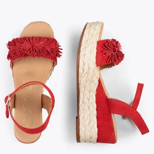 Esparto Y Alpargatas<miMaO Flower – Cunas Forradas De Rafia Con Pompon Rojo
