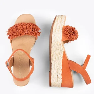 Esparto Y Alpargatas<miMaO Flower – Cunas Forradas De Rafia Con Pompon Naranja