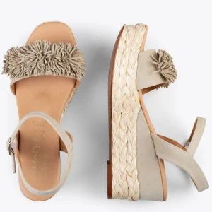 Esparto Y Alpargatas<miMaO Flower – Cunas Forradas De Rafia Con Pompon Taupe