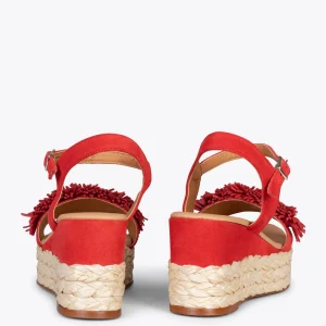 Esparto Y Alpargatas<miMaO Flower – Cunas Forradas De Rafia Con Pompon Rojo