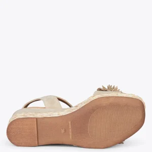 Esparto Y Alpargatas<miMaO Flower – Cunas Forradas De Rafia Con Pompon Taupe