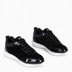 Deportivas<miMaO Loira - Zapatillas De Serraje Negro Con Charol Difuminado