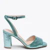 Sandalias De Tacón<miMaO Luna - Sandalia Metalizada Verde Con Tacón