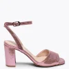Sandalias De Tacón<miMaO Luna - Sandalia Metalizada Rosa Con Tacón