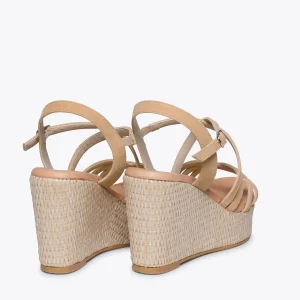 Esparto Y Alpargatas<miMaO Miconos Cuna Con Plataforma De Rafia Y Tiras Cruzadas Natural