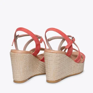 Esparto Y Alpargatas<miMaO Miconos Cuna Con Plataforma De Rafia Y Tiras Cruzadas Coral