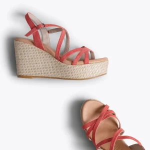 Esparto Y Alpargatas<miMaO Miconos Cuna Con Plataforma De Rafia Y Tiras Cruzadas Coral