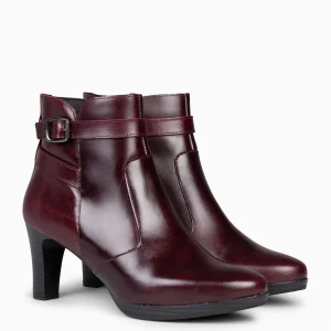 Botines De Mujer<miMaO Milan – Botines De Tacón Y Pulsera Decorativa Burdeos