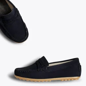 Zapato<miMaO Mocasin Mocasines Azul Marino Para Niños De Piel