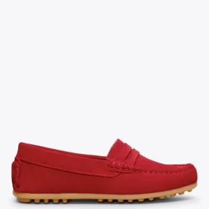 Zapato<miMaO Mocasin Mocasines Rojos Para Niños De Piel
