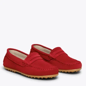 Zapato<miMaO Mocasin Mocasines Rojos Para Niños De Piel