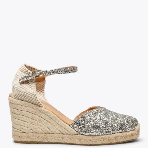 Esparto Y Alpargatas<miMaO Nerja Star - Cunas Altas De Esparto Con Glitter Plata