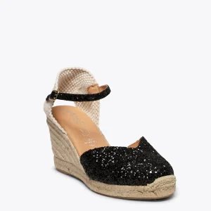 Esparto Y Alpargatas<miMaO Nerja Star - Cunas Altas De Esparto Con Glitter Negro