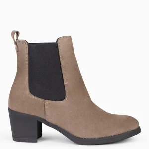 Botines De Mujer<miMaO New Chelsea - Botines De Cana Alta Con Tacón Para Mujer Taupe