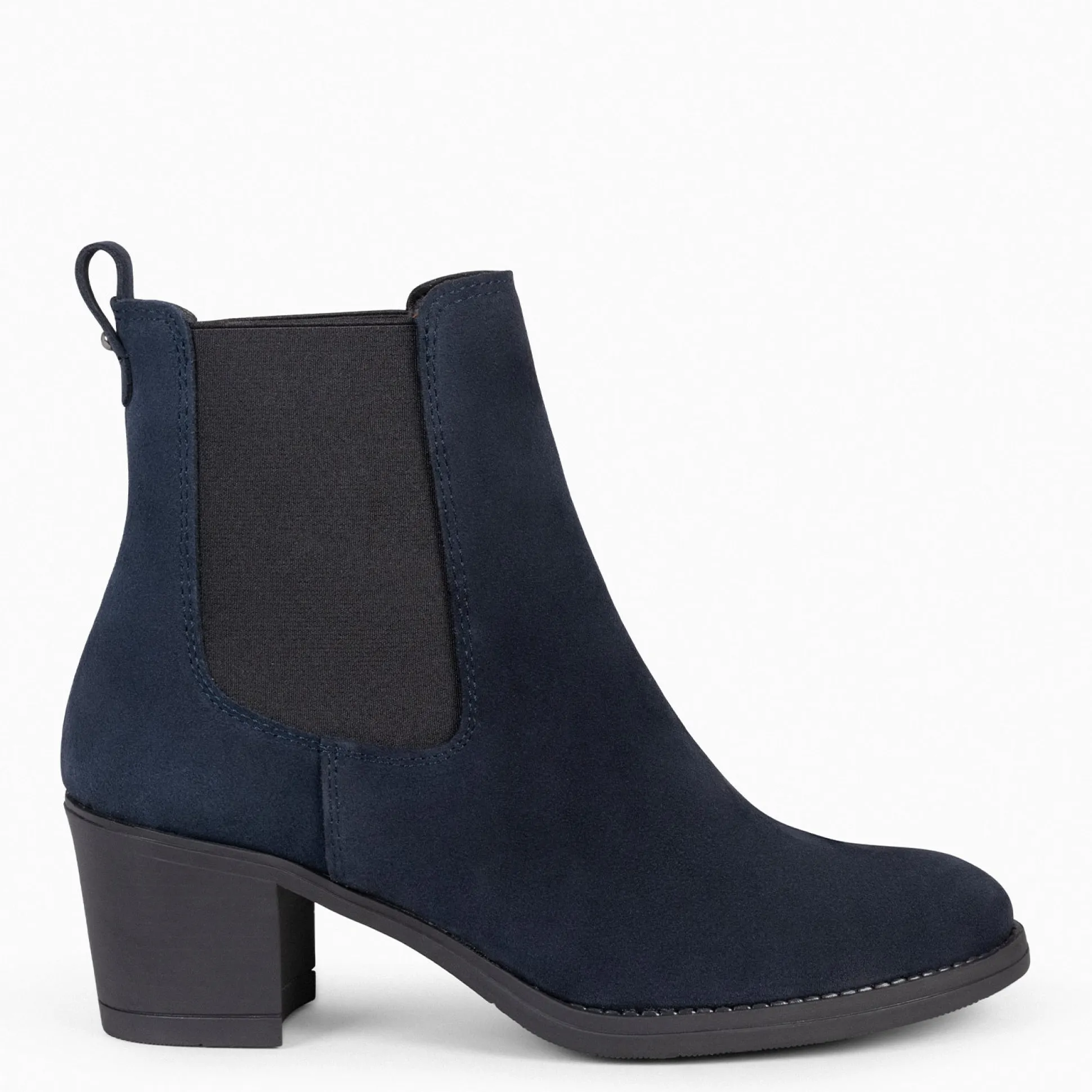 new_chelsea__botines_de_c_0.webp Botines De Mujer<miMaO New Chelsea - Botines De Cana Alta Con Tacón Para Mujer Azul Marino