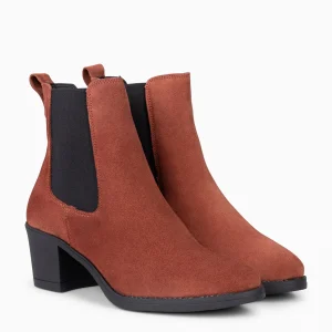 Botines De Mujer<miMaO New Chelsea - Botines De Cana Alta Con Tacón Para Mujer Teja