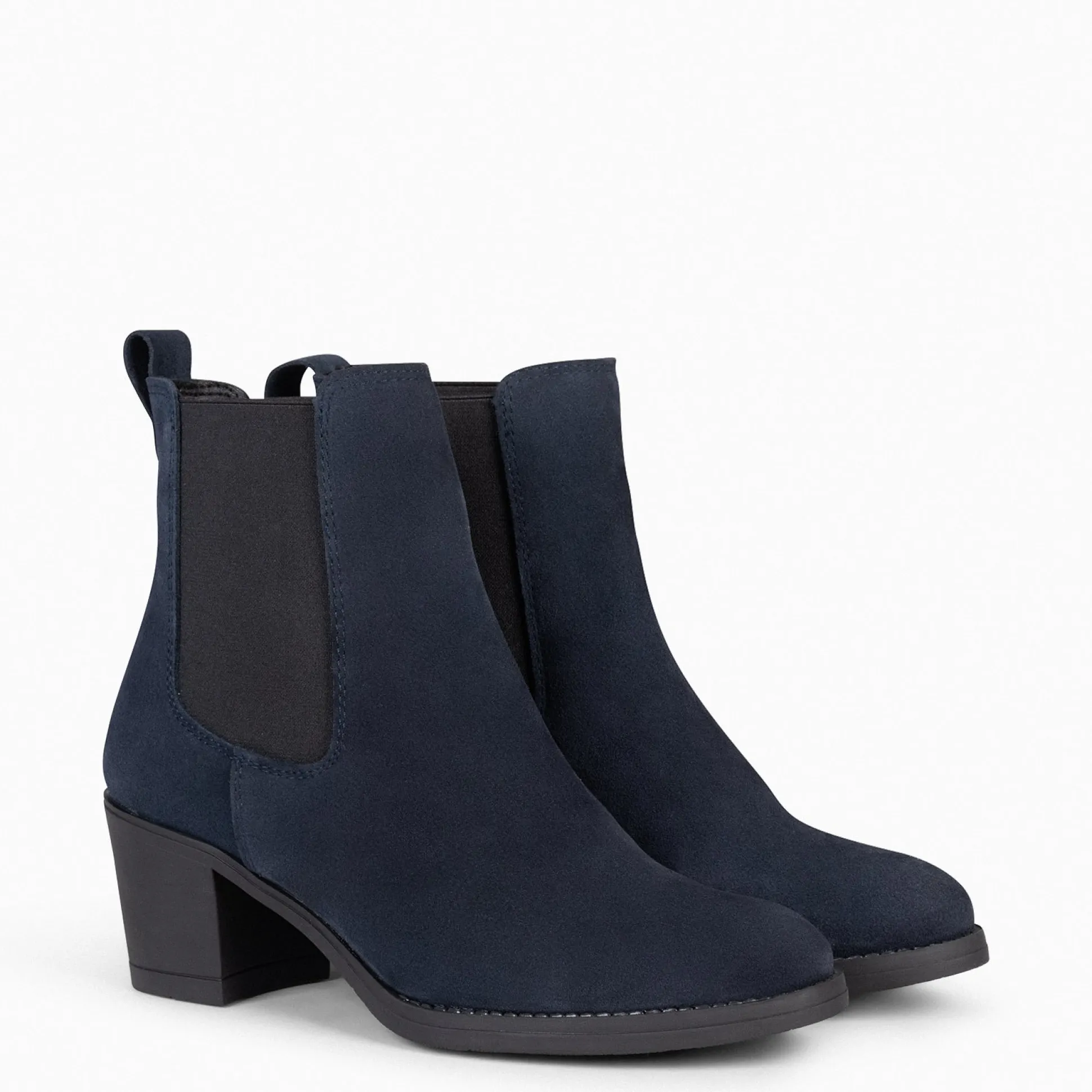 new_chelsea__botines_de_c_1.webp Botines De Mujer<miMaO New Chelsea - Botines De Cana Alta Con Tacón Para Mujer Azul Marino