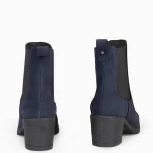 Botines De Mujer<miMaO New Chelsea - Botines De Cana Alta Con Tacón Para Mujer Azul Marino