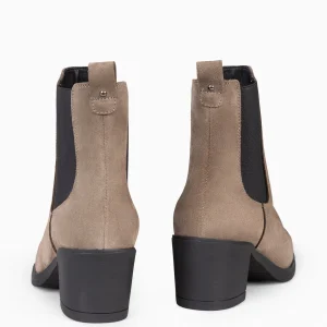 Botines De Mujer<miMaO New Chelsea - Botines De Cana Alta Con Tacón Para Mujer Taupe