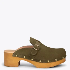 Sandalias De Tacón<miMaO Niza – Zuecos Con Tacón Bajo Y Plataforma Kaki
