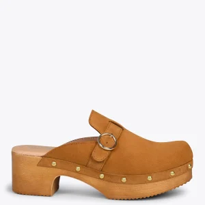 Sandalias De Tacón<miMaO Niza – Zuecos Con Tacón Bajo Y Plataforma Camel