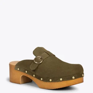 Sandalias De Tacón<miMaO Niza – Zuecos Con Tacón Bajo Y Plataforma Kaki