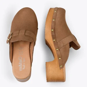 Sandalias De Tacón<miMaO Niza – Zuecos Con Tacón Bajo Y Plataforma Taupe
