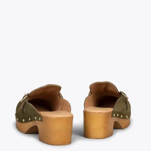 Sandalias De Tacón<miMaO Niza – Zuecos Con Tacón Bajo Y Plataforma Kaki
