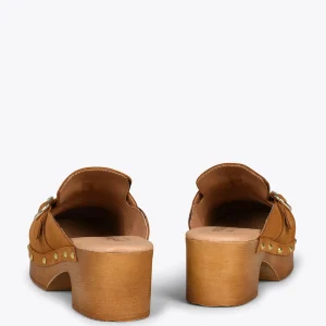 Sandalias De Tacón<miMaO Niza – Zuecos Con Tacón Bajo Y Plataforma Camel